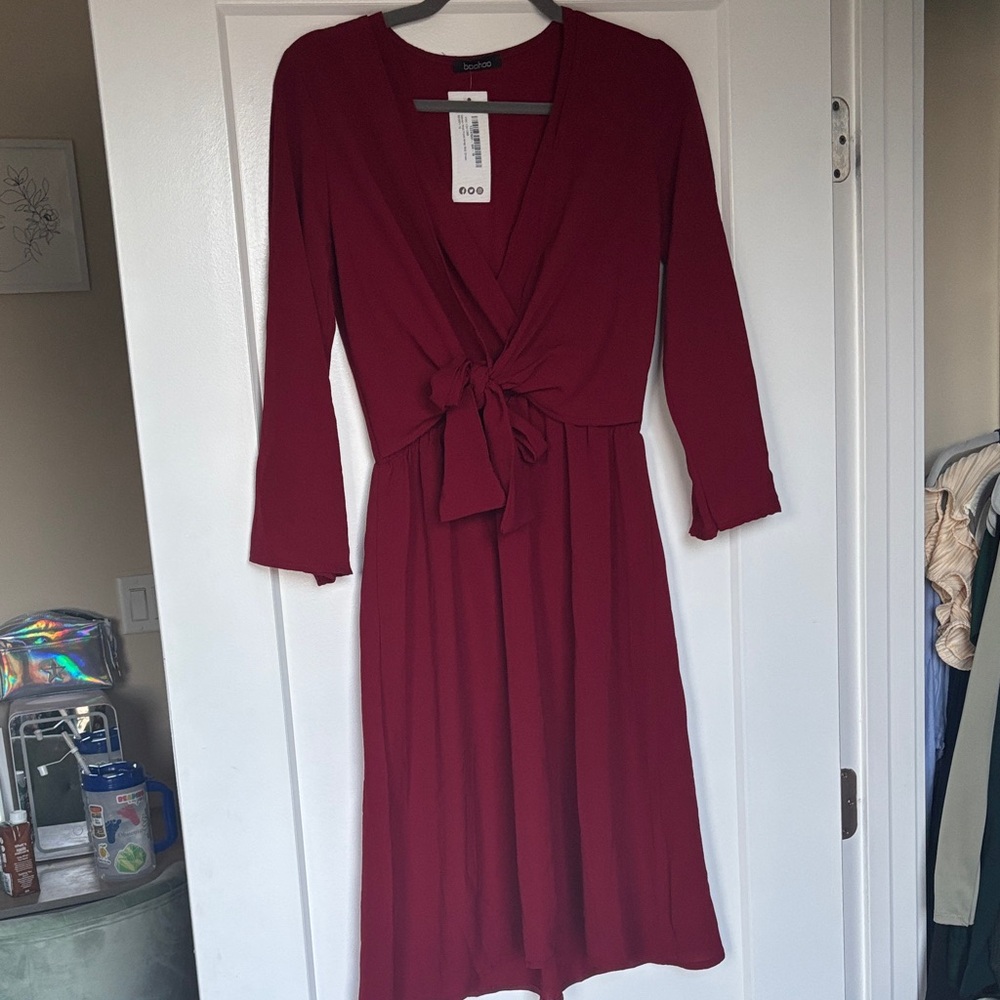 Boohoo red Long Sleeve Dress